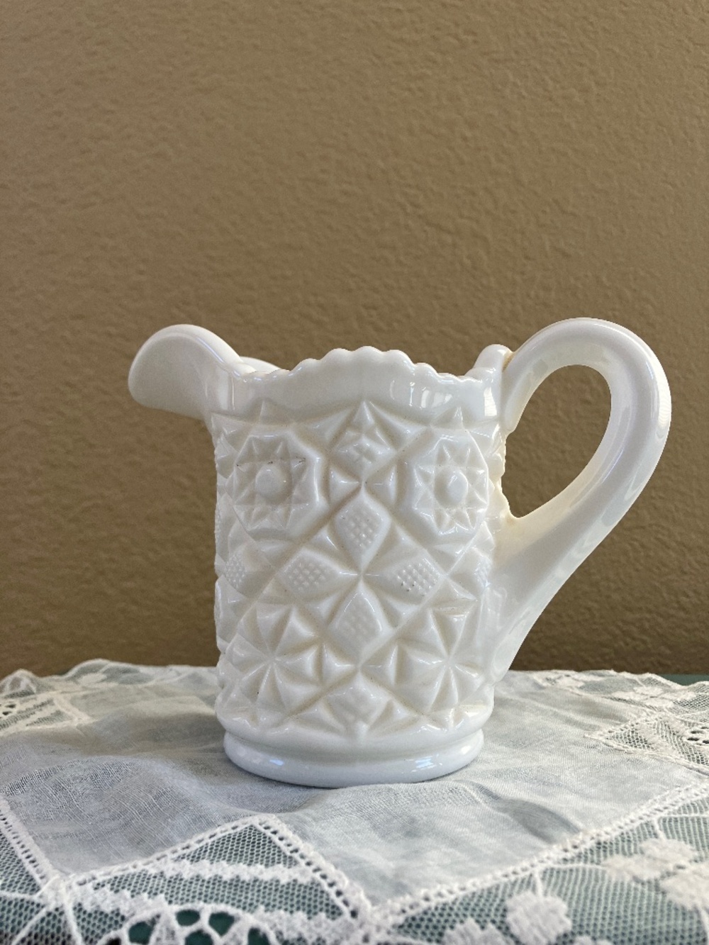 Vintage Fostoria Winburn Milk Glass Small Pitcher Creamer Mid Century